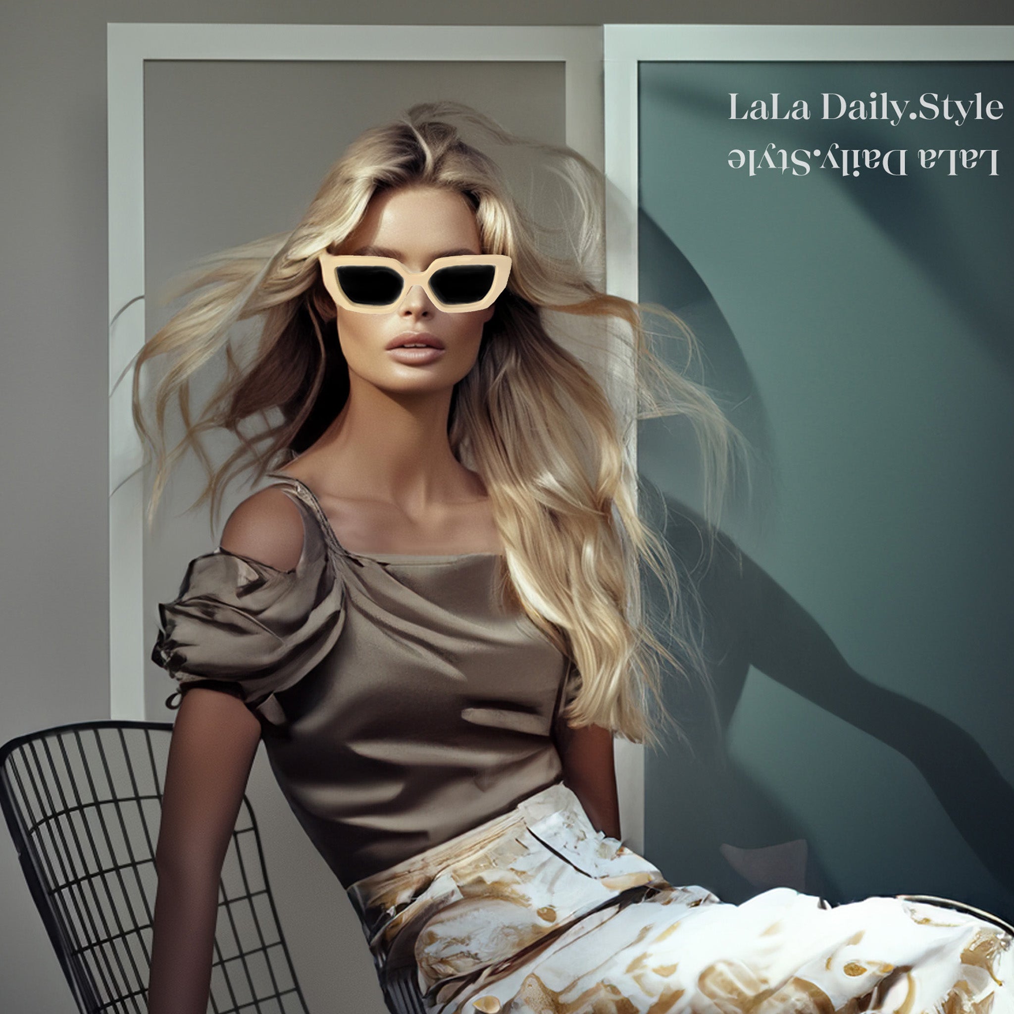 Girl Boss in Beige | Oversized Rectangular Sunglasses for Women | Spring/Summer 2024